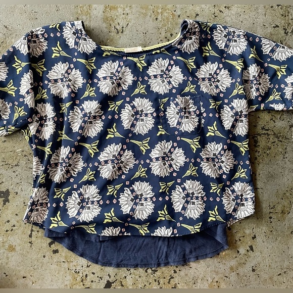 Women's Anthropologie Meadow Rue Medium Short Sleeve Blouse Top Blue - Picture 4 of 6